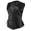 Milwaukee Leather Women's Winged Black Studded Leather Motorcycle Vest with Reflective Wings - LKL4715