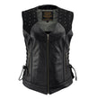 Milwaukee Leather Women's Winged Black Studded Leather Motorcycle Vest with Reflective Wings - LKL4715