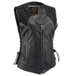 Milwaukee Leather Women's Winged Black Studded Leather Motorcycle Vest with Reflective Wings - LKL4715