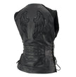 Milwaukee Leather Women's Winged Black Studded Leather Motorcycle Vest with Reflective Wings - LKL4715