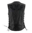 Milwaukee Leather Women's Gemma Black Leather Motorcycle Vest with Side Laces - LKL4716