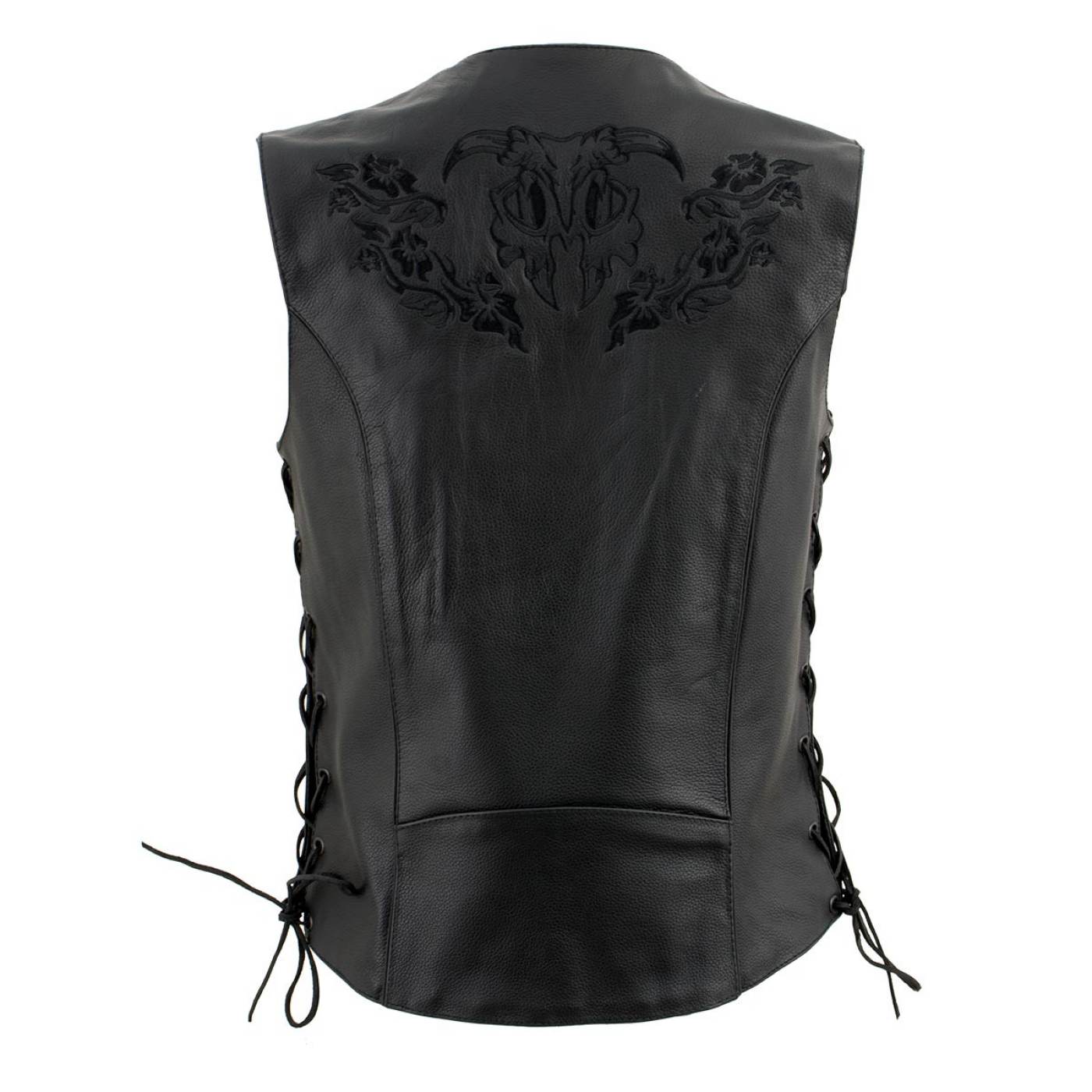 Milwaukee Leather Women's Gemma Black Leather Motorcycle Vest with Side Laces - LKL4716