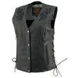 Milwaukee Leather Women's Gemma Black Leather Motorcycle Vest with Side Laces - LKL4716