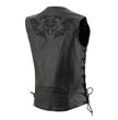 Milwaukee Leather Women's Gemma Black Leather Motorcycle Vest with Side Laces - LKL4716