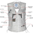 Milwaukee Leather Women's Gemma Black Leather Motorcycle Vest with Side Laces - LKL4716