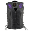 Milwaukee Leather Women's Gemma Black Leather Motorcycle Vest with Side Laces