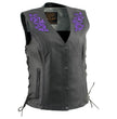 Milwaukee Leather Women's Gemma Black Leather Motorcycle Vest with Side Laces