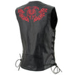 Milwaukee Leather Women's Gemma Black/Red Leather Motorcycle Vest with Side Laces - LKL4718