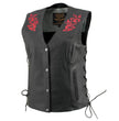 Milwaukee Leather Women's Gemma Black Leather Motorcycle Vest with Side Laces