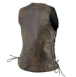 Milwaukee Leather Women's Bella Distressed Brown Leather Motorcycle Vest with Side Laces - LKL4719