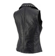 Milwaukee Leather Women's Dita Black Motorcycle Leather Vest w/ Riveted Lapel Collar - LKL4720