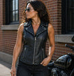 Milwaukee Leather Women's Dita Black Motorcycle Leather Vest w/ Riveted Lapel Collar - LKL4720