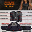Milwaukee Leather Women's 'Bling' Black Leather V-Neck Motorcycle Rider Vest with Rhinestone Detail - LK4721