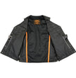 Milwaukee Leather LKM1360 Men's Classic Black Leather V-Neck Motorcycle Rider Vest w/ Adjustable Side Laces