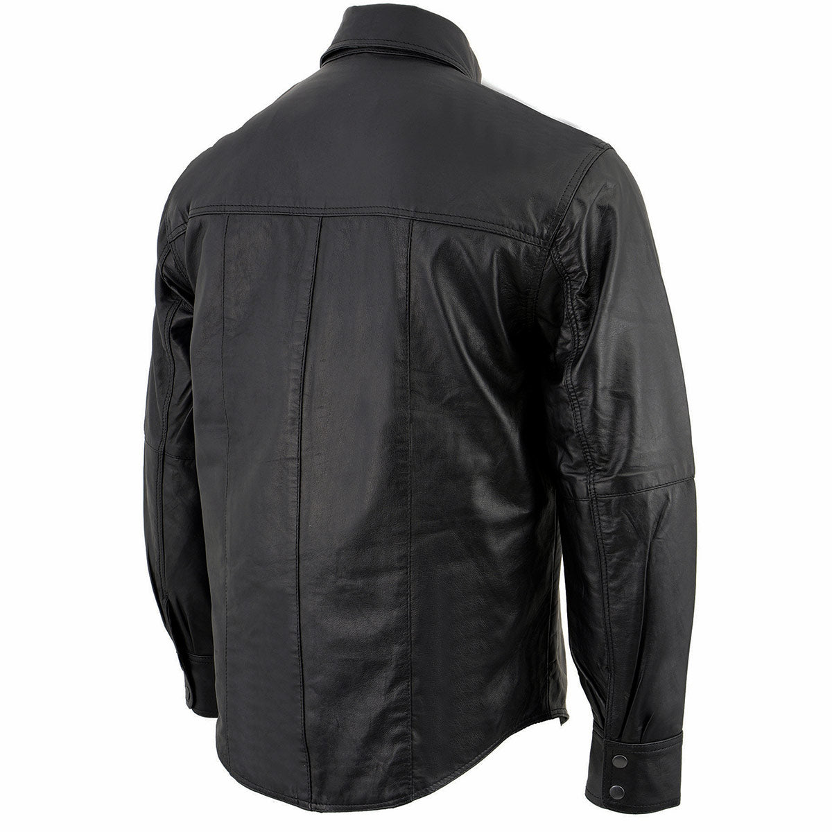 Milwaukee Leather LKM1600 Men's Black Lightweight Casual Biker Style Leather Shirt