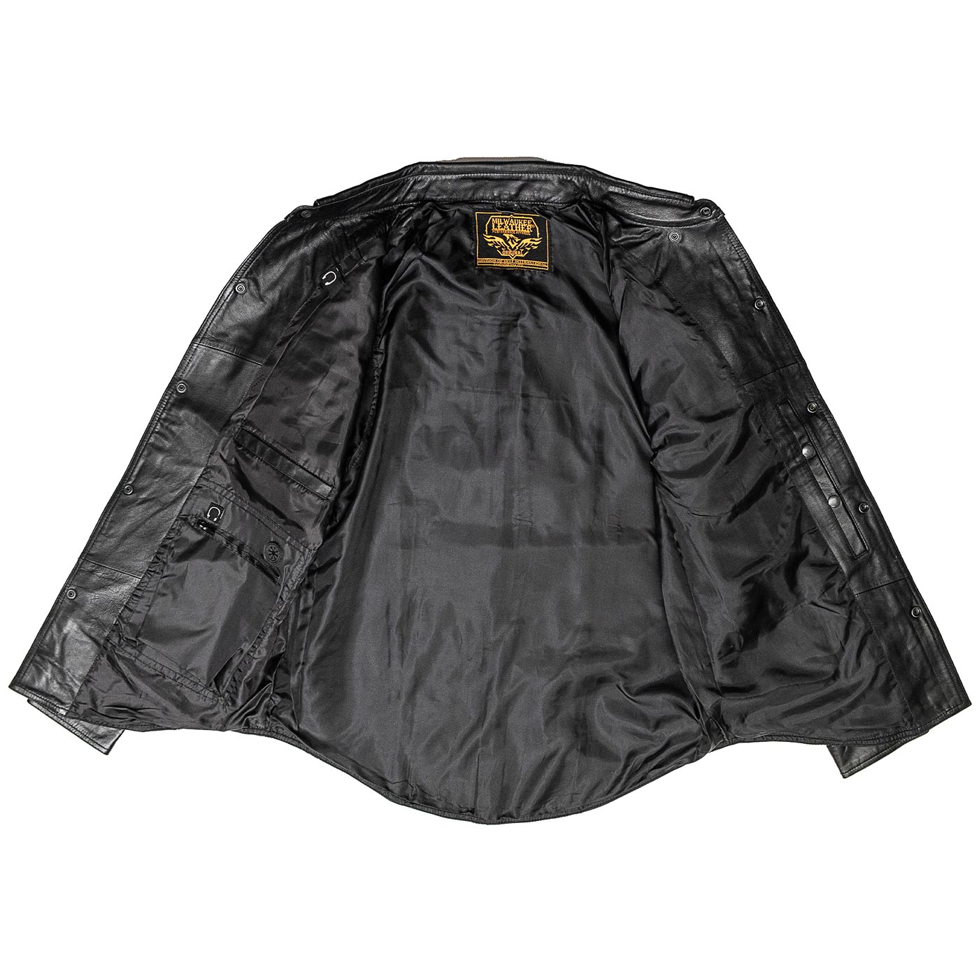 Milwaukee Leather LKM1601 Men's Suave Lightweight Leather Shirt - Black Cowhide Snap Front Riding Overshirt