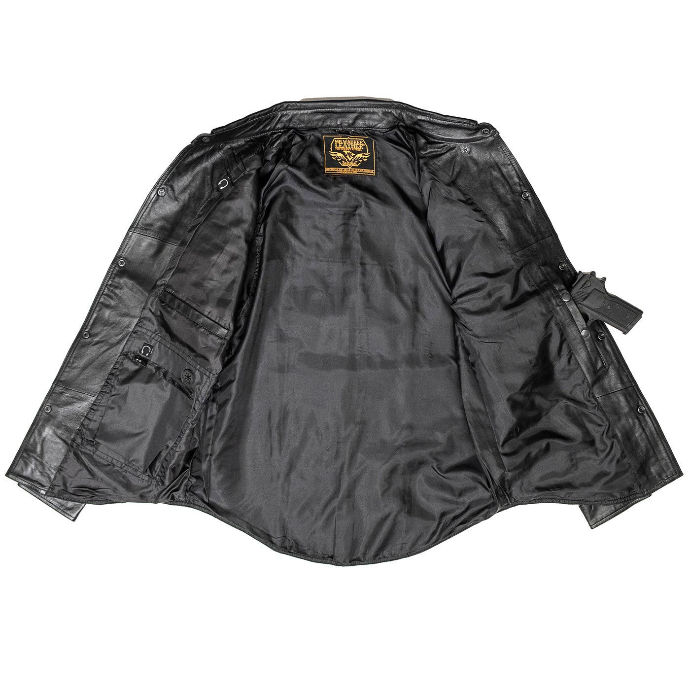 Milwaukee Leather LKM1601 Men's Black Lightweight Snap Front