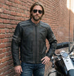 Milwaukee Leather Men's Matte Black Street CE Armored Motorcycle Vented Jacket - Reflective - LKM17012