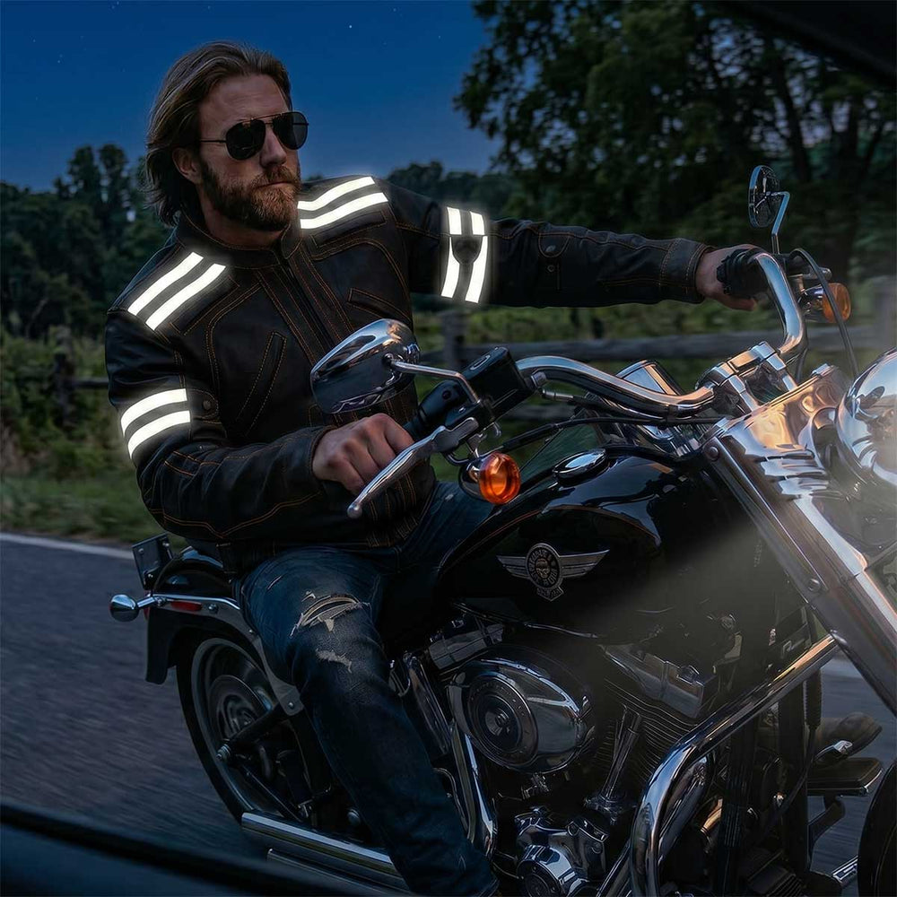 Milwaukee Leather Men's Matte Black Street CE Armored Motorcycle Vented Jacket - Reflective - LKM17012