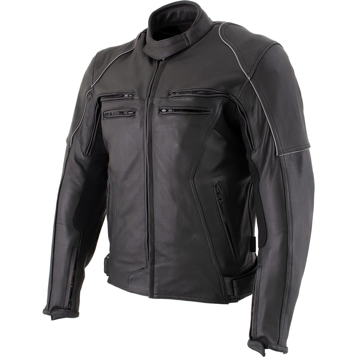 Milwaukee Leather LM17013 Men's Premium Black Advanced Leather Motorcycle Jacket w/ CE Armor Protection