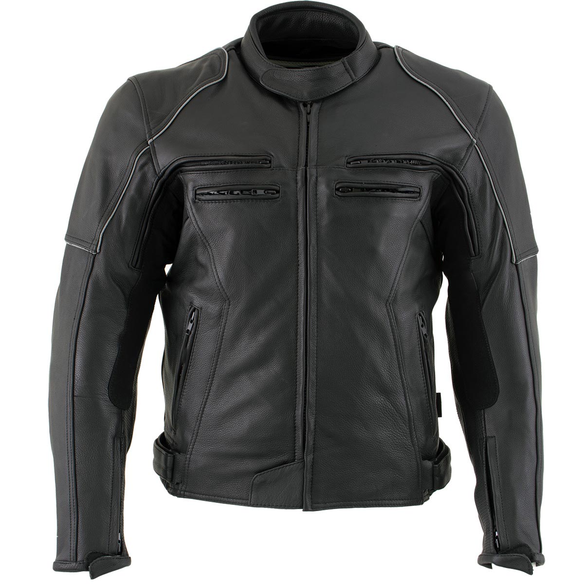 Milwaukee Leather LM17013 Men's Premium Black Advanced Leather Motorcycle Jacket w/ CE Armor Protection