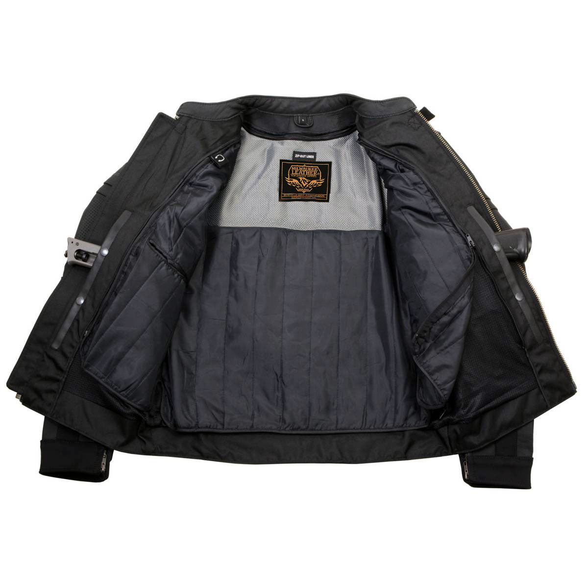 Milwaukee Leather LKM17014 Men's Matte Black Premium Leather Protective Motorcycle Racing Style Biker Jacket w/ CE Armor