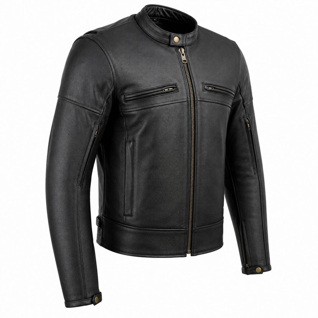 Milwaukee Leather Men's Black Leather CE Armored Biker Jacket, LKM17015