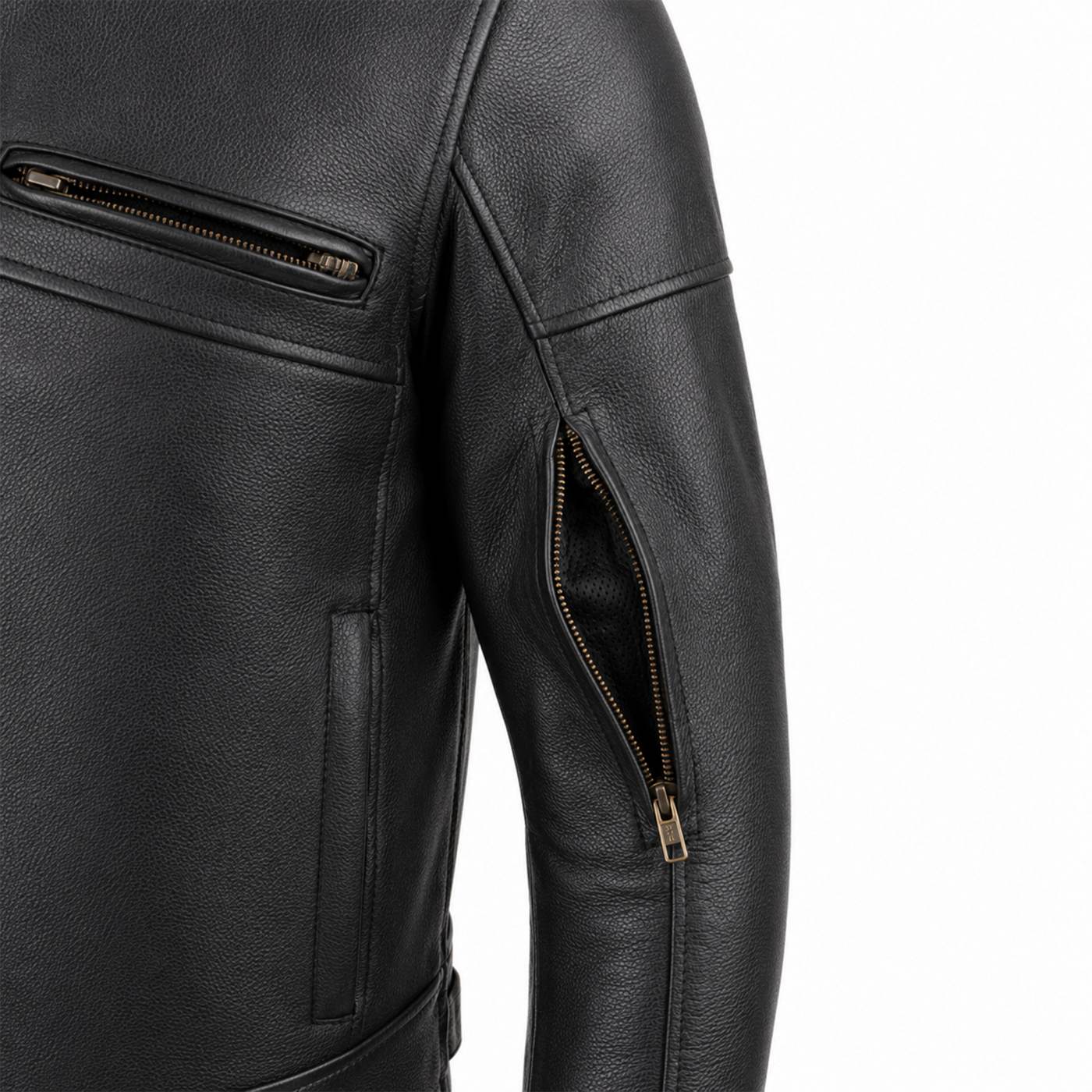 Milwaukee Leather Men's 'The Racer' Premium Black Leather Vented Racer Style Motorcycle Biker Jacket w/ CE Armor - LKM17015