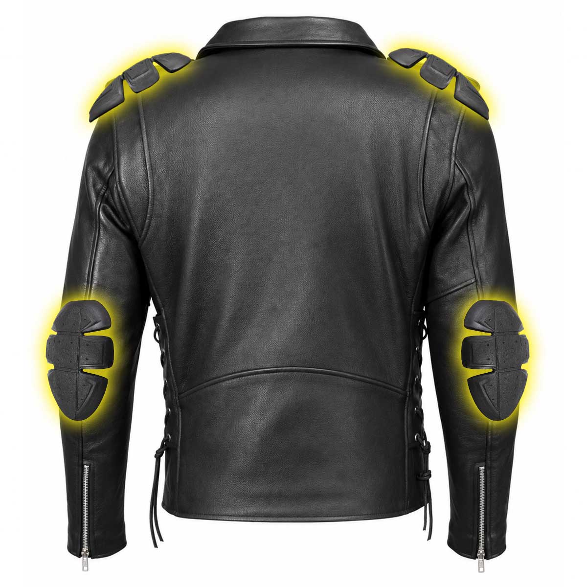 Milwaukee Leather LKM1701 Men's Classic Side Laced Black Motorcycle Premium Leather Jacket with CE Armor Protection
