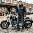 Milwaukee Leather Men's Alibi Black Leather Motorcycle Jacket w/ CE Armor, Removable Hoodie - LKM17021