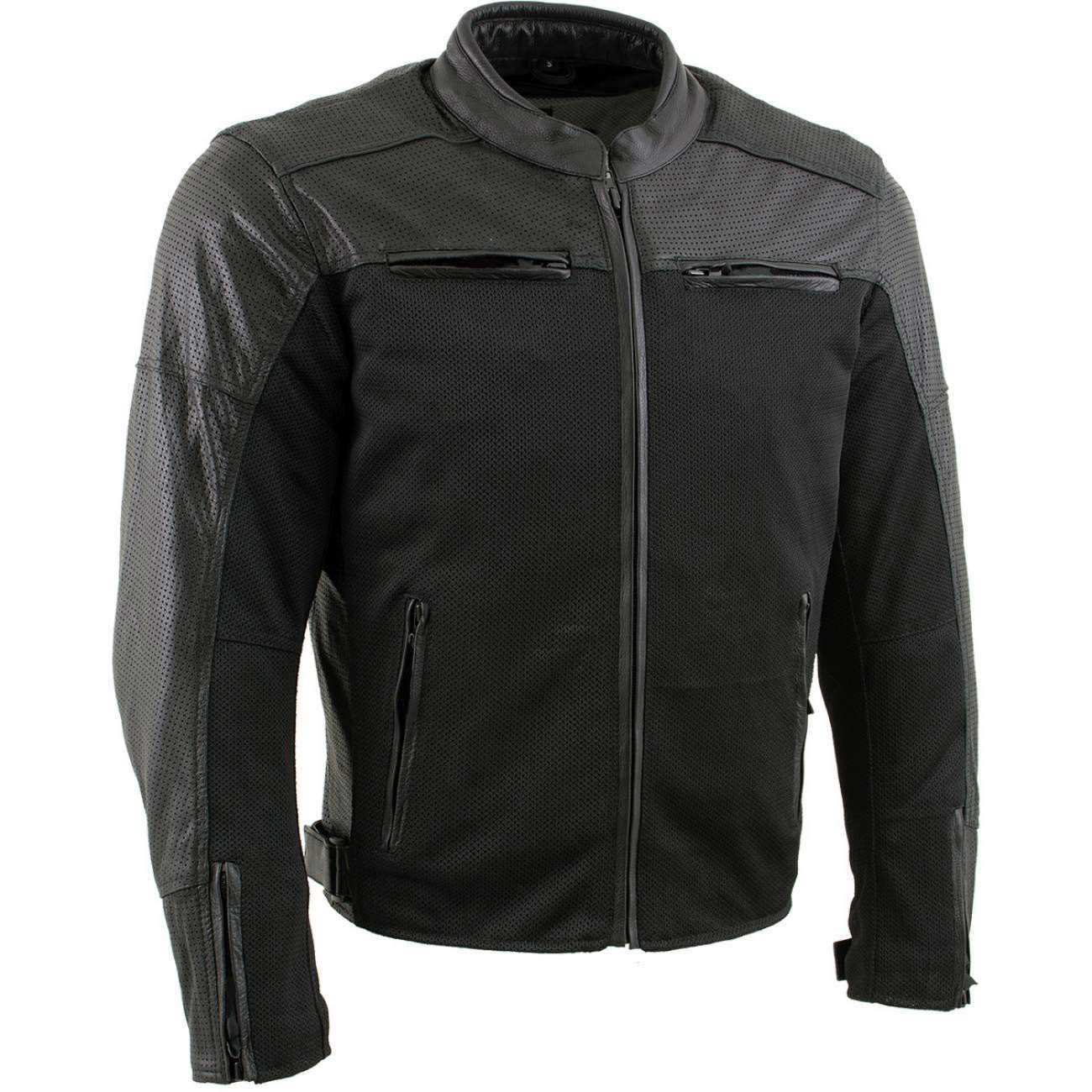 Milwaukee Leather Men's Chaos Black Leather Motorcycle Jacket w/ CE Armor, Reflective Panels, Vents - LKM17022