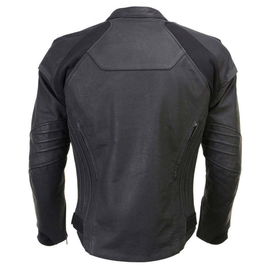Milwaukee Leather Men's Endo Black Leather Motorcycle Jacket w/ CE Armor, Reflective Panels, Vents - LKM17023