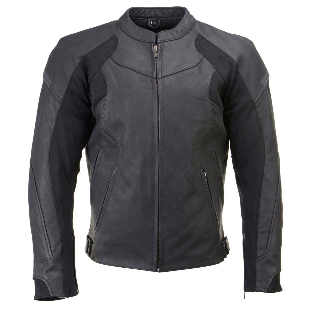Milwaukee Leather Men's Endo Black Leather Motorcycle Jacket w/ CE Armor, Reflective Panels, Vents - LKM17023