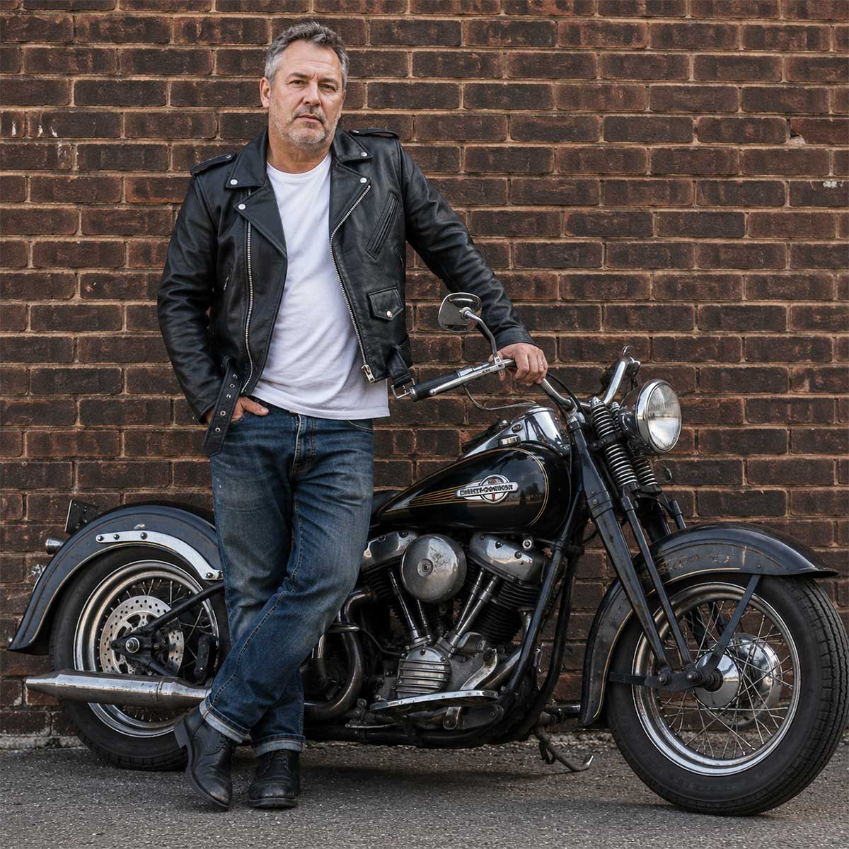 Milwaukee Leather LKM1702 Men's Vintage Flat Black Motorcycle Biker Leather Jacket w/ CE Armor Protection