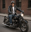 Milwaukee Leather LKM1702 Men's Vintage Flat Black Motorcycle Biker Leather Jacket w/ CE Armor Protection