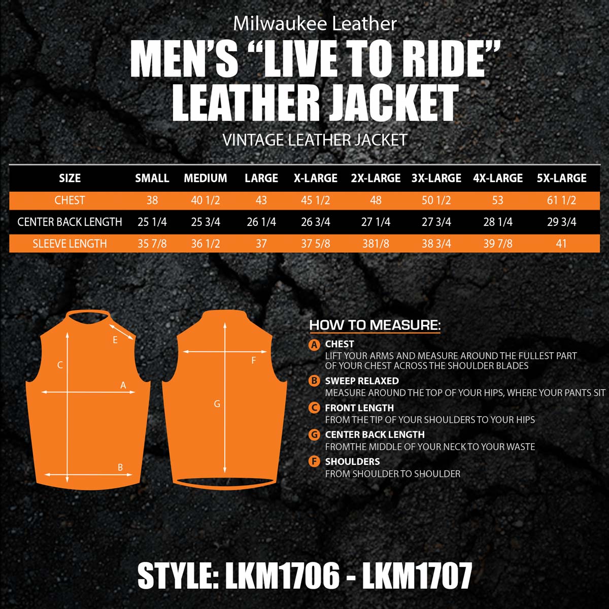 Milwaukee Leather Men's Live to Ride Classic Premium Leather CE Armored Motorcycle Jacket - Side Lace - LKM1706