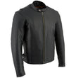 Milwaukee Leather LKM1710 Men's Black Classic Scooter Style Leather Motorcycle Jacket w/ Removable Thermal Liner