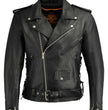Milwaukee Leather LKM1711 Black Leather Motorcycle Jacket for Men, Thick Police Style Biker Jacket w/ Side Lace