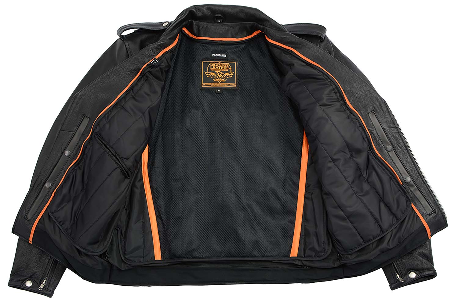 Milwaukee Leather Men's Premium Black Leather Motorcycle Jacket - Vintage Police Style w/ Side Lace - LKM1711