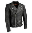 Milwaukee Leather LKM1711 Black Leather Motorcycle Jacket for Men, Thick Police Style Biker Jacket w/ Side Lace