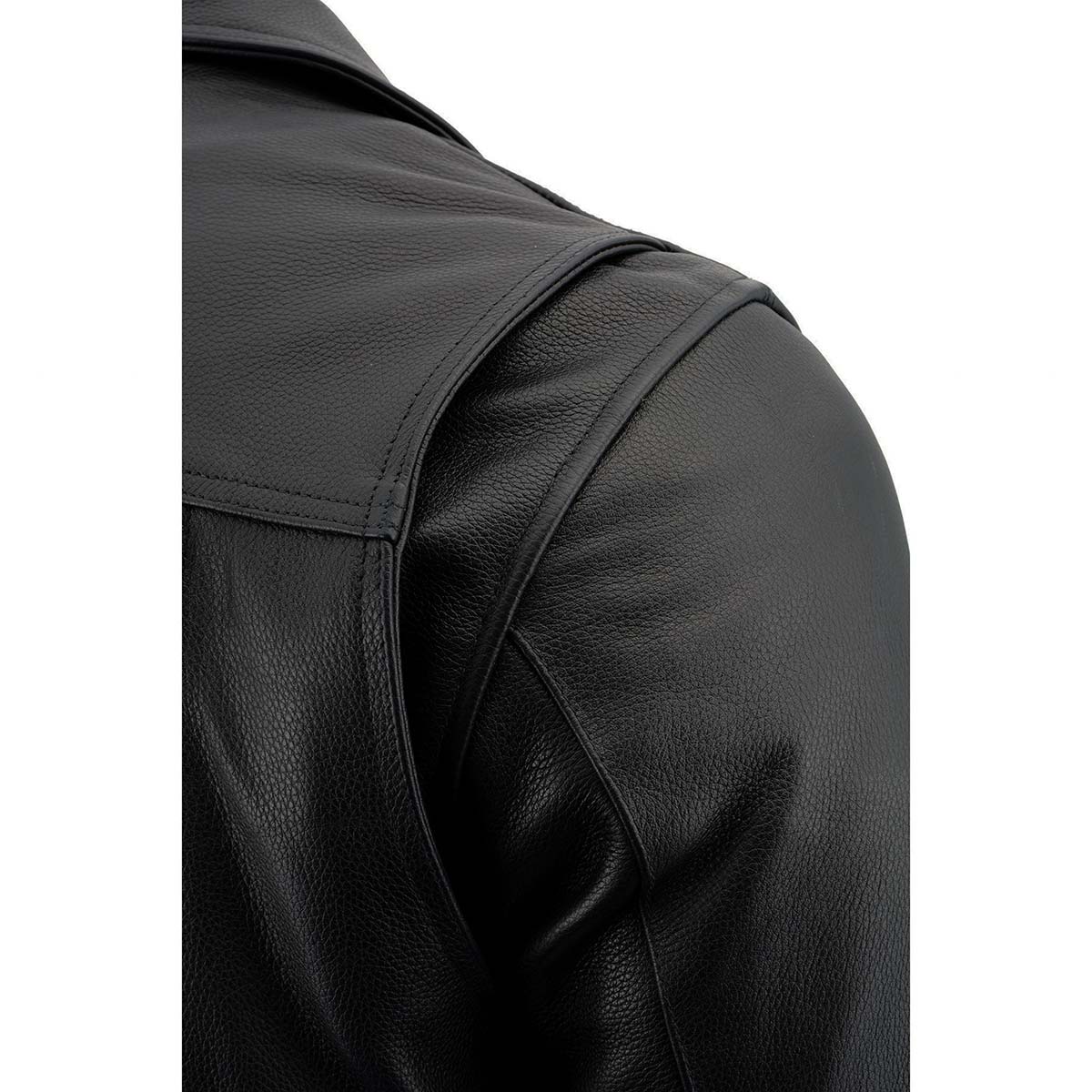 Milwaukee Leather LKM1720 Men's Black Premium Leather Motorcycle Vented Leather Jacket w/ Multi-Utility Pockets