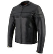 Milwaukee Leather LKM1725 Men's Black Leather Sporty Crossover Scooter Motorcycle Jacket w/ Reflective Piping