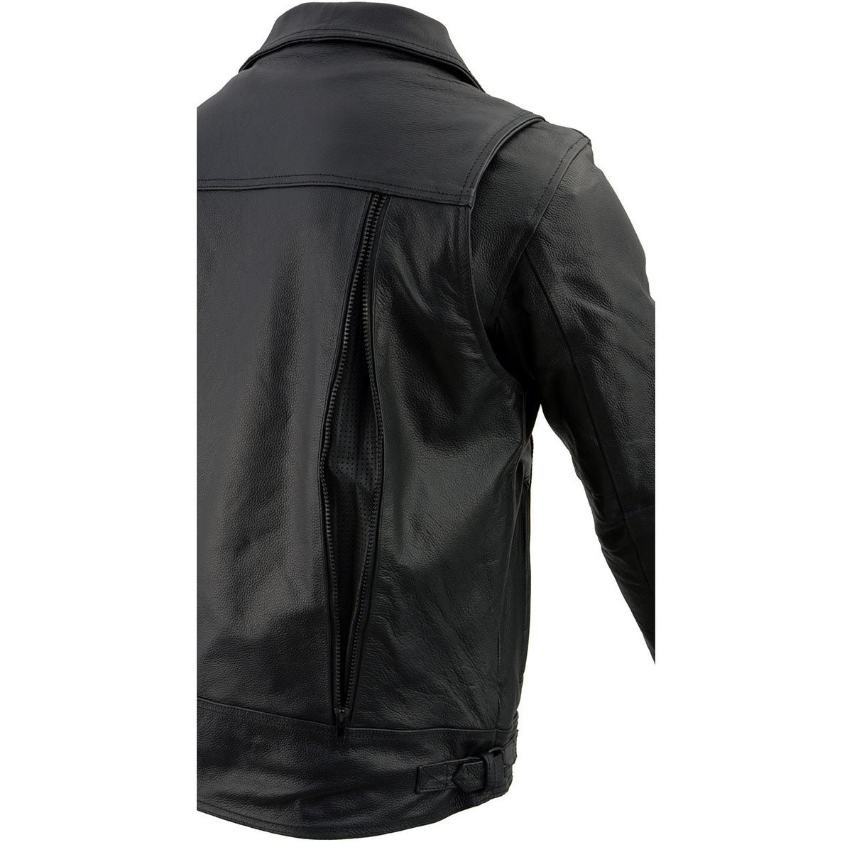 Milwaukee Leather LKM1760 Men's Black Leather Motorcycle Riders Jacket w/ Multi-Utility Pockets