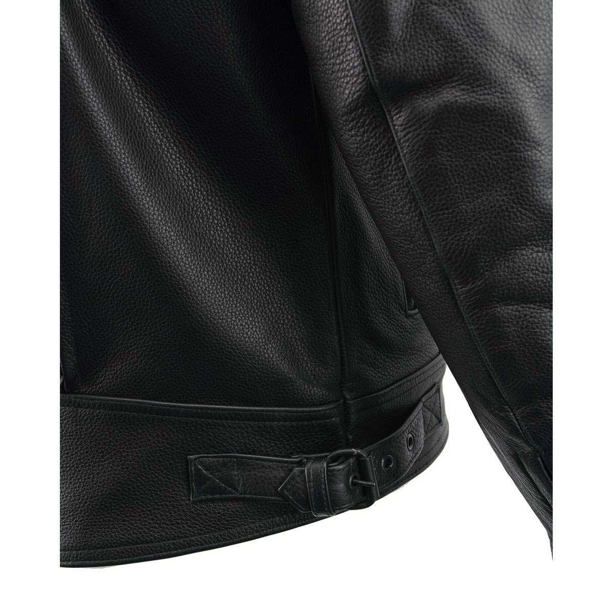 Milwaukee Leather LKM1760 Men's Black Leather Motorcycle Riders Jacket w/ Multi-Utility Pockets