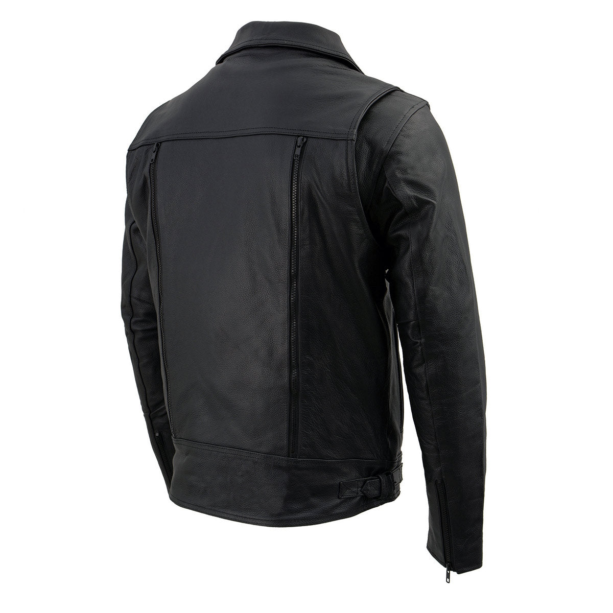 Milwaukee Leather LKM1760 Men's Black Leather Motorcycle Riders Jacket w/ Multi-Utility Pockets