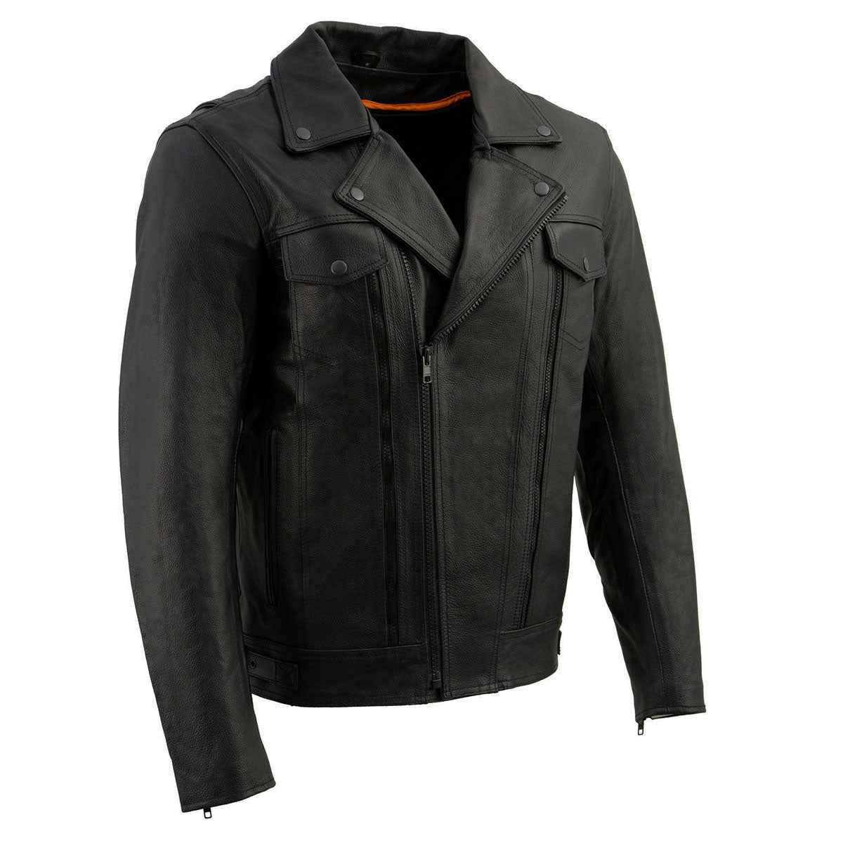 Milwaukee Leather LKM1760 Men's Black Leather Motorcycle Riders Jacket ...