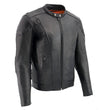Milwaukee Leather LKM1765 Men's Black Leather Racer Style Side Laced Motorcycle Jacket w/ Ventilation System
