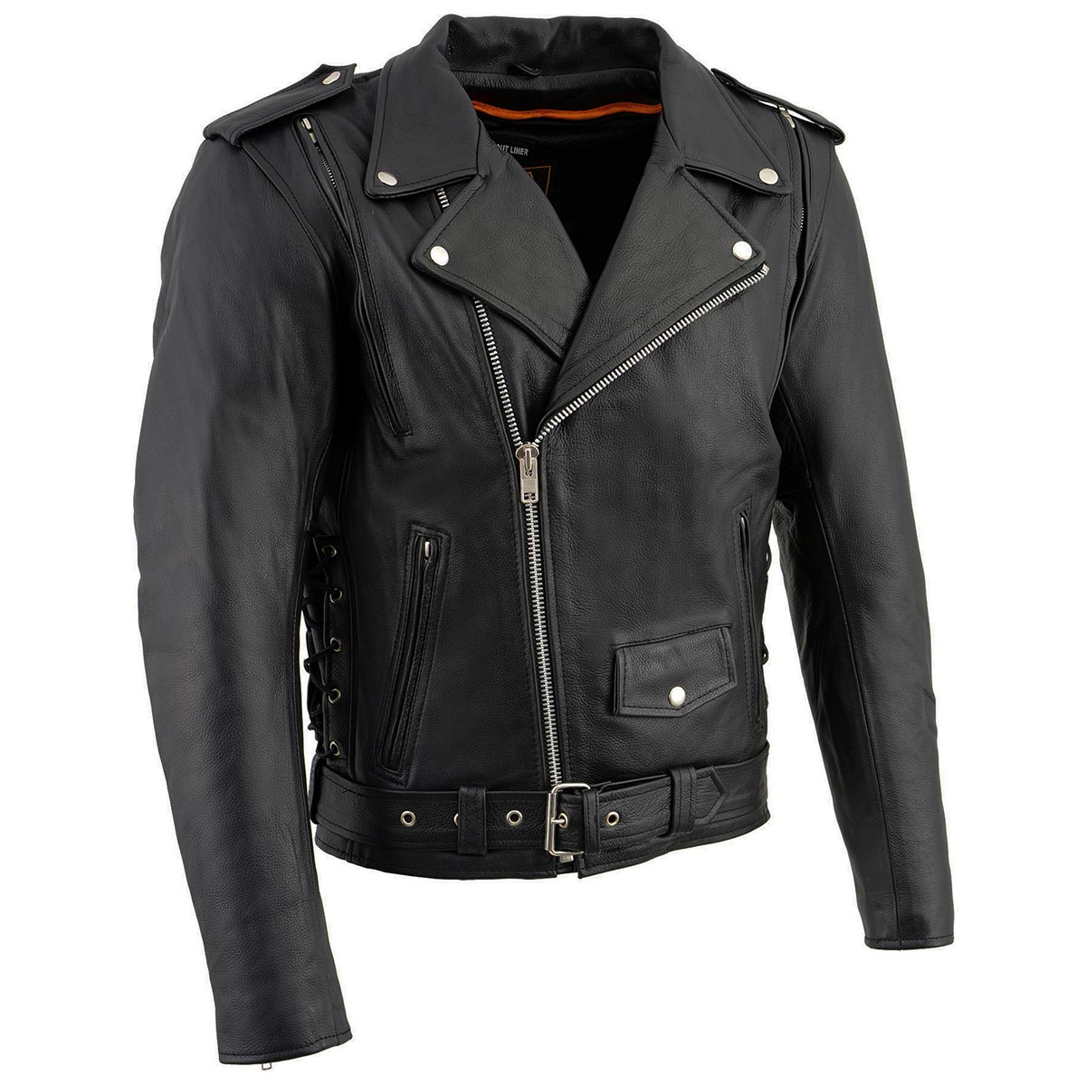 Milwaukee Leather LKM1775 Black Leather Motorcycle Jacket for Men ...