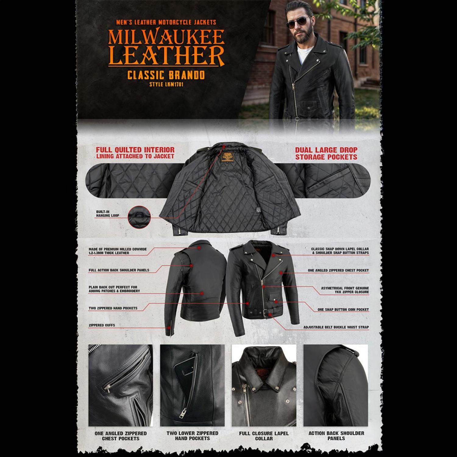 Milwaukee Leather Men's The Legend Classic Brando Black Premium