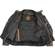 Milwaukee Leather LKM1785 Mens Black Leather Racer Style Motorcycle Jacket w/ Side Stretch and Reflective Piping